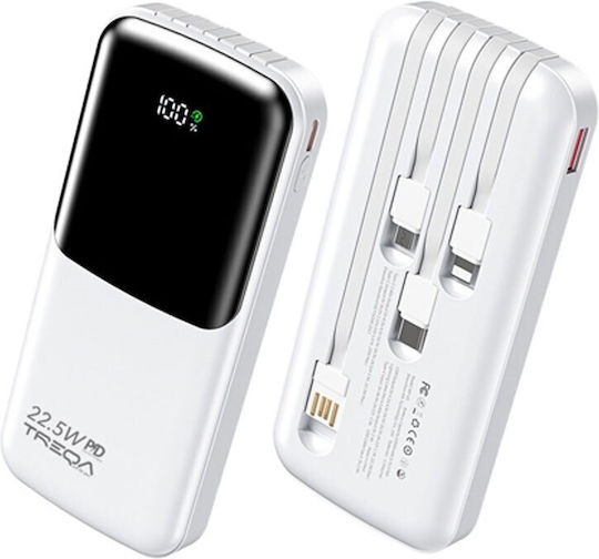 Treqa TR-971 Power Bank 10000mAh 22.5W with USB-C Port Power Delivery White