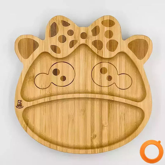 Pandaboo Παιδικό Πιάτο Φαγητού από Bamboo Πορτοκαλί