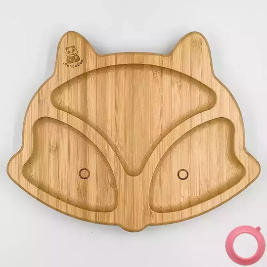 Pandaboo Παιδικό Πιάτο Φαγητού από Bamboo Ροζ