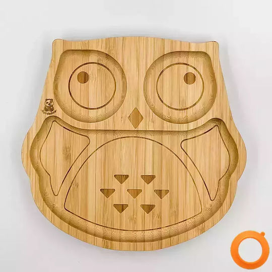 Pandaboo Baby Food Plate made of Bamboo Orange