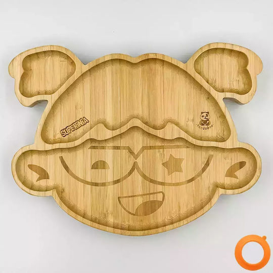 Pandaboo Baby Food Plate made of Bamboo Orange