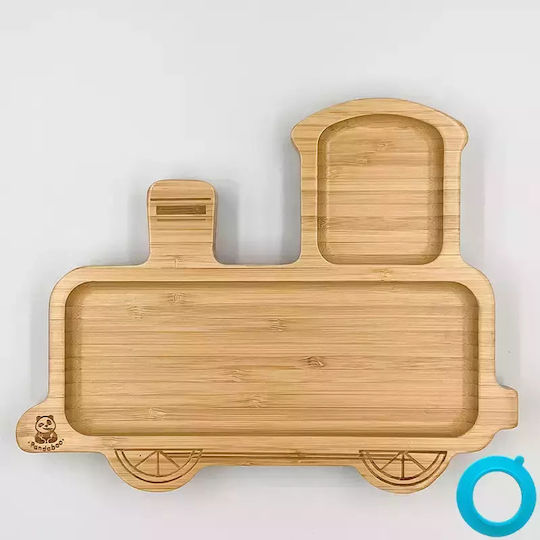 Pandaboo Baby Food Plate made of Bamboo Light Blue