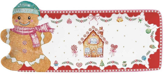 Marva Ornament de masă de Crăciun Platou De porțelan Multicolor L36xW16cm.