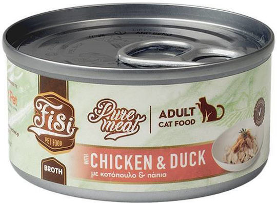 Fisi Wet Food for Adult Cats in Cans with Meat Chicken and Duck 80gr