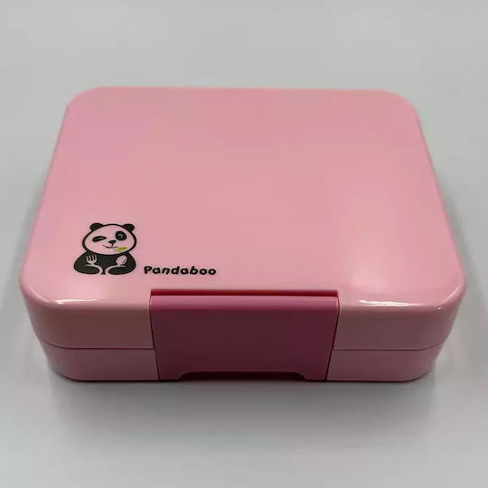 Pandaboo Кутия За Храна Пластмасова Розова С Прегради
