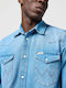 Western Shirt Long-sleeved Corduroy Shirt Light Blue