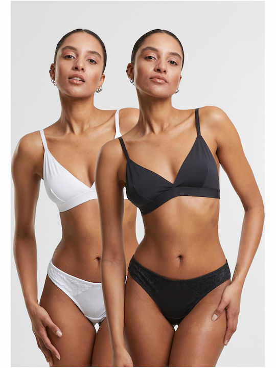 Дамско Бразилско 2Pack с дантела Black, White