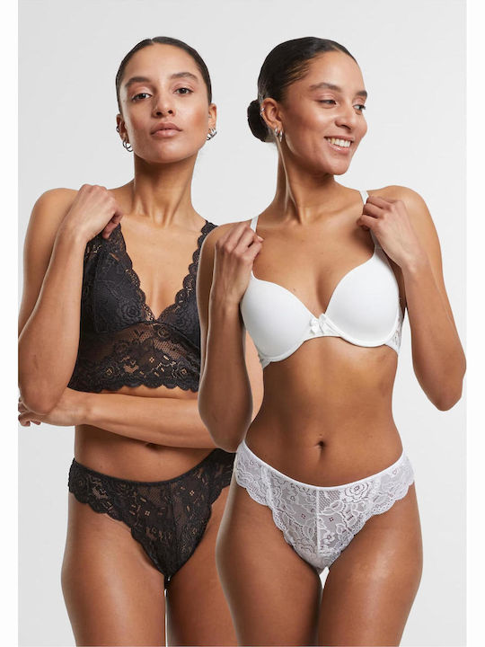 Дамско Бразилско 2Pack с дантела Black, White