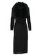 Women's Black Coat with Fur Details
