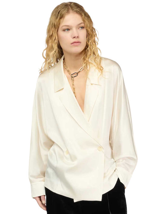 Semicouture Women's Double Breasted Blazer Beige