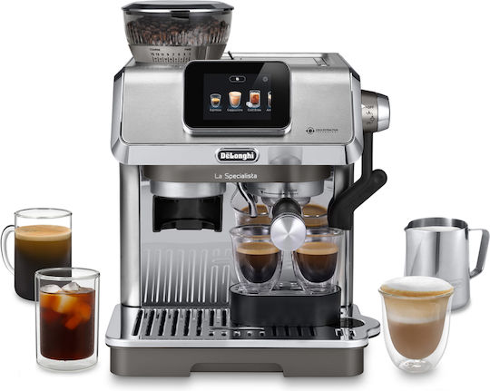 De'Longhi Automatic Espresso Machine Pressure 15bar with Grinder Silver EC9455.M