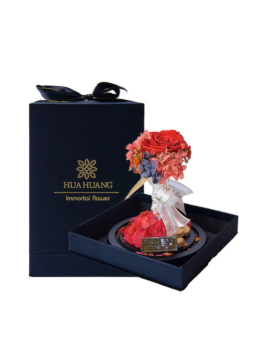 Crazy Love Arrangement Cryogenated Flowers Rose In Glass Dome Gift Box Red