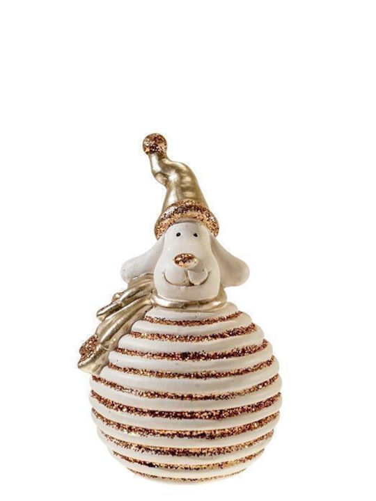 Zen Collection Χριστουγεννιάτικη Κεραμική Φιγούρα Σκυλάκι Πορτοκαλί Ύψους 16.5εκ.