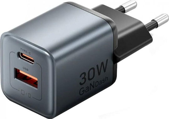 Vention Vention GaN Wireless Charger with USB-A and USB-C Ports 30W Power Delivery Quick Charge 3.0 Gray