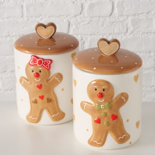 Recipient De Crăciun Cu Capac Gingerbread 2000 Ml Alb 1 Bucată De La BOLZE Recipient De Crăciun Cu Capac Gingerbread 2000 Ml Alb 1 Bucată De La BOLZE