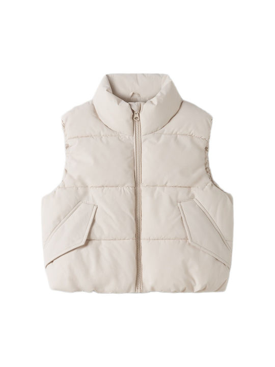 Name It Kids Quilted Sleeveless Short Beige Jacket