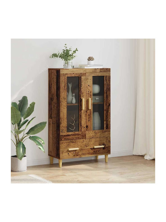 Wand Wohnzimmer Vitrine aus Spanplatte mit Glas...