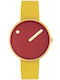 Picto Herrenuhr 34mm Batterie mit Gelb Metallarmband