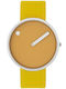 Picto Herrenuhr 40mm Batterie mit Gelb Metallarmband