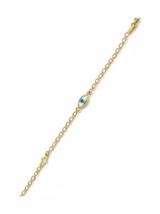 Velegrakis Kids Bracelet from Gold 9K with Σταυρό & Evil Eye