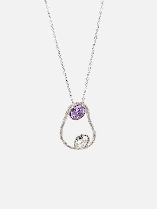 Chrysothemiss Γυναικείο Κολιέ Amethyst Glow Επιπλατινωμένο Μωβ Κρύσταλλο Chrysothemiss Γυναικείο Κολιέ Amethyst Glow Επιπλατινωμένο Μωβ Κρύσταλλο