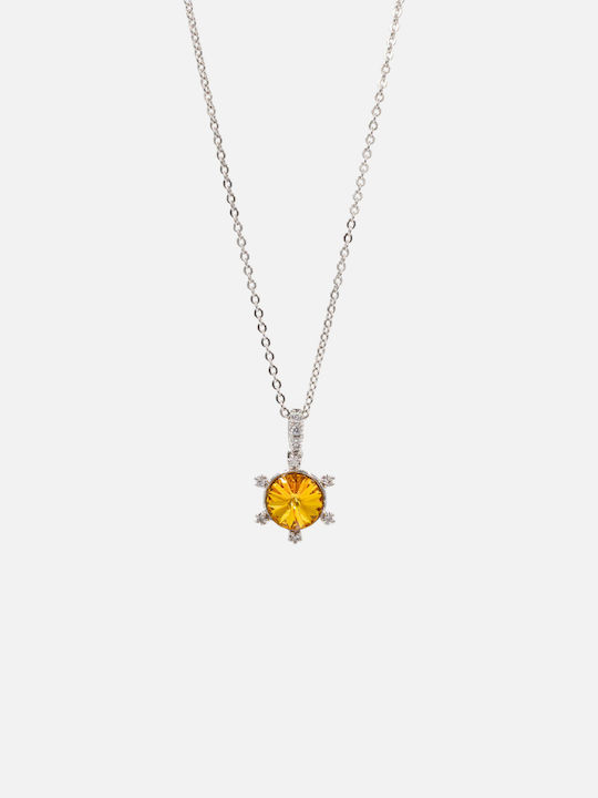 Chrysothemiss Women's Necklace Sunbeam Glow Crystal Sun Shape
