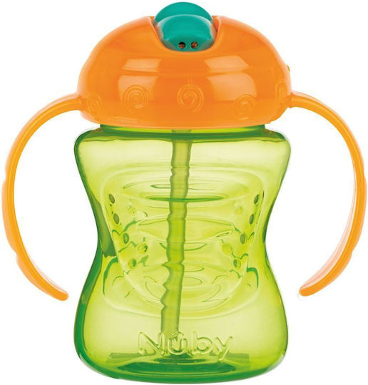 Nuby Kunststoff Kinder Trinkflasche mit Stroh Grün 240ml