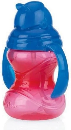 Nuby Kunststoff Kinder Trinkflasche mit Stroh Rot 240ml