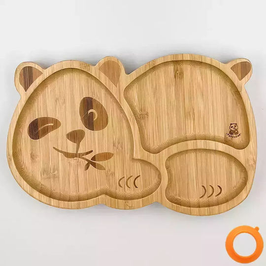 Pandaboo Baby Food Plate made of Bamboo Orange