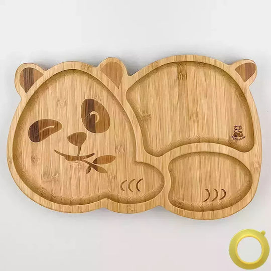 Pandaboo Baby Food Plate made of Bamboo Yellow