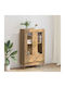 Wall Living Room Display Cabinet made of Wood & Metal with Glass Artisan Oak 69.5x31x115cm