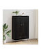 Wand Wohnzimmer Vitrine aus Holz & Metall mit Glas Black Beech 69.5x31x115cm
