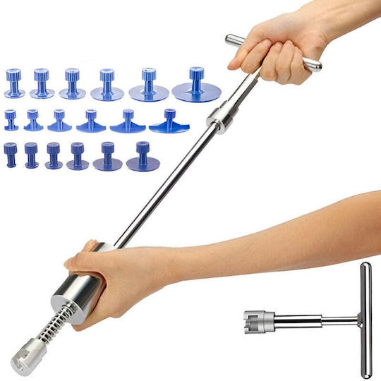 Kit Îndreptare Table Caroserie Auto Ciocan Inerțial Metalic 18 Ventuze De Dimensiuni Diferite Amatori Profesioniști Reparare Îndoiri Daune Grindină Fără Vopsire Argintiu