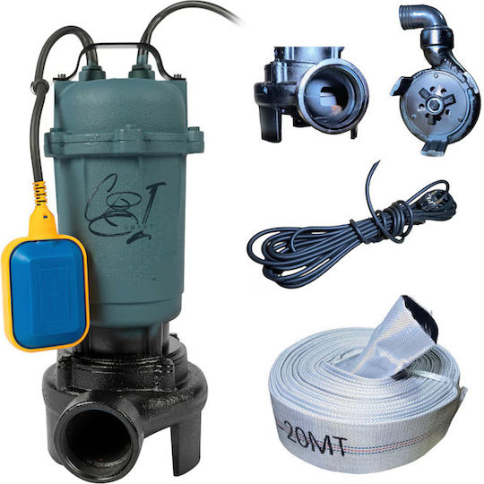 Pachet Pompă Apă Murdară Chopper cu Flotor Wqcd 2.6 Kw Include Furtun de Incendiu 2" X 20 M 8 Bar Cobi Smart