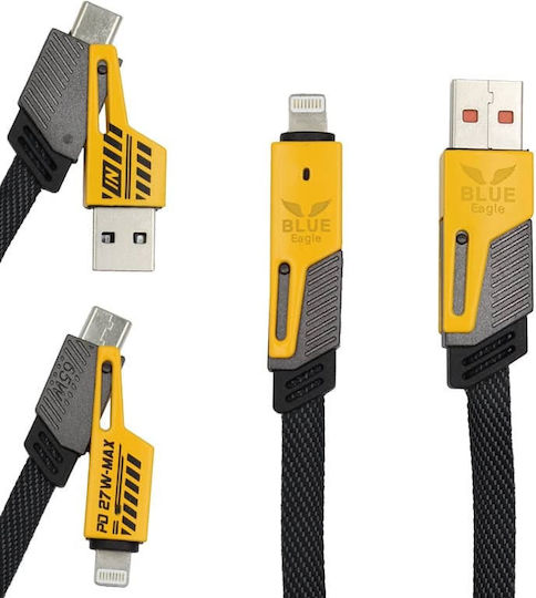 Blue Eagle Be-dc4in1-02 Кръстосан USB Type-C Кабел За Данни От USB A Към Type C Type C Към Lightning Черен