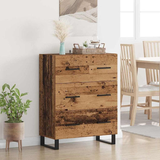 Wooden Chest of Drawers Coffee 69.5x34x90cm