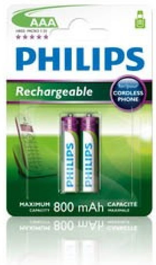 Philips Wiederaufladbare Batterien AAA 800mAh 2Stück