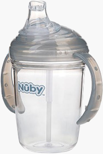 Nuby Educational Sippy Cup Silicone with Handles Gray for 6m+m+ 240ml