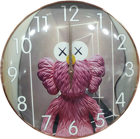 Wall Clock Plastic Pink 12x4.5cm