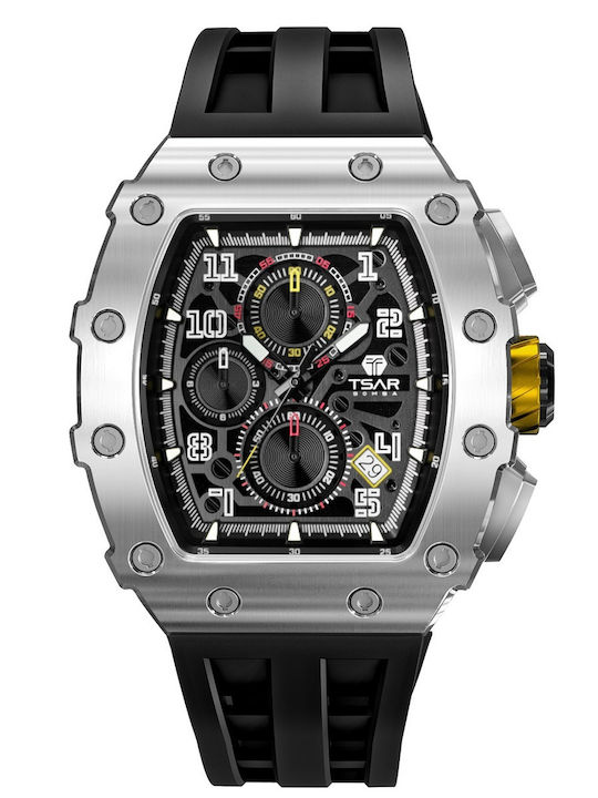 Tsar Bomba Herrenuhr 44mm Chronograph Batterie mit Schwarz Metallarmband