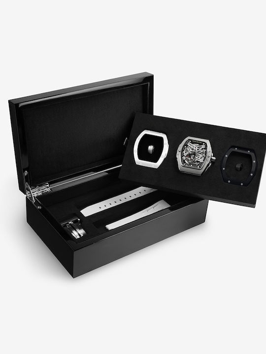 Tsar Bomba Men's Watch 46mm Automatic with White Ceramic Bracelet