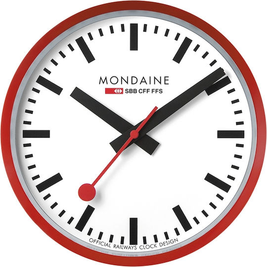 Mondaine Wanduhr Rot Ø25cm