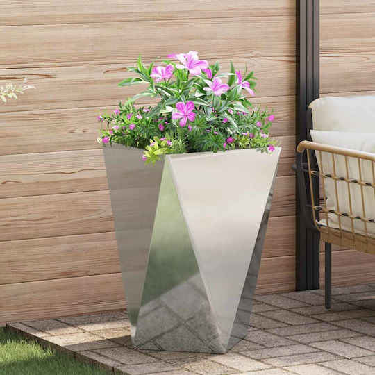 vidaXL Γλάστρα Μεταλλική Ασημί 50x50x75εκ.