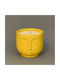 Handmade Aromatic Soy Candle Jar Embossed Face Design Yellow 8x9cm 500g