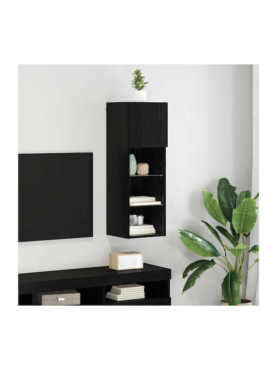 Cabinet Wall with LED Black Beech 30.5x30x90cm