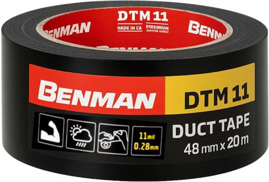 Benman Αυτοκόλλητη Υφασμάτινη Ταινία Μαύρη 20mx48mm