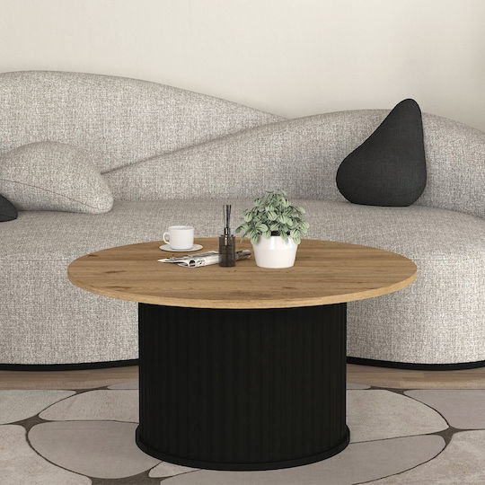 Кръгла Централна Кафе Маса Bohema Дървена Черна - Sepet Oak Ш85xД85xВ43.2см