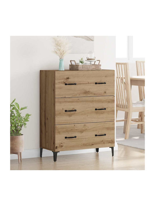 Wooden & Metallic Chest of Drawers Artisan Oak ...