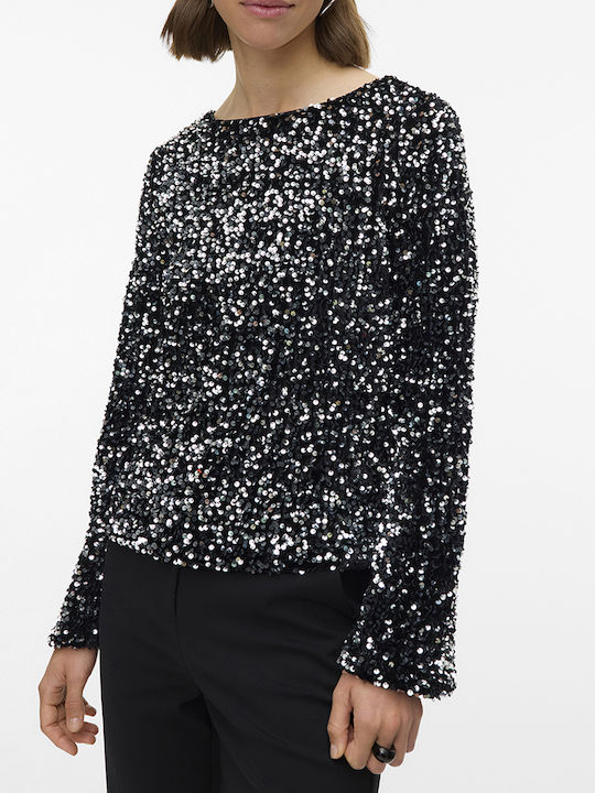 Vero Moda Women's Blouse Long Sleeve Black, Silver