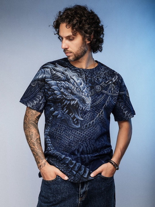 T-shirt Dragon Chains Printed Blouse T-shirt Dragon Chains Printed Blouse